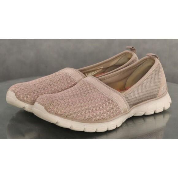Skechers Air Cooled Women's Knit Loafers Shoes Size 7.58 Taupe Tan EUC - Picture 1 of 12